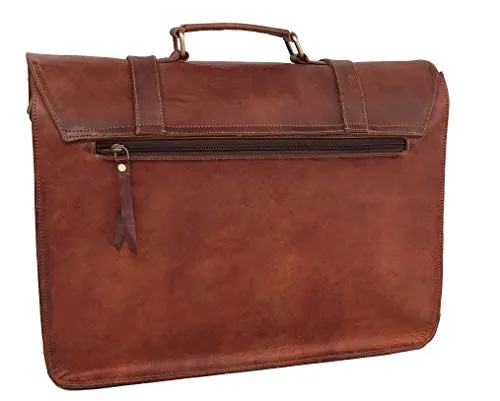 Messenger Bag Vintage Genuine Leather Briefcase Large Satchel Shoulder Bag Rugged Leather