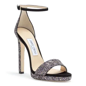 Misty 120 Black Suede Glitter Sandals