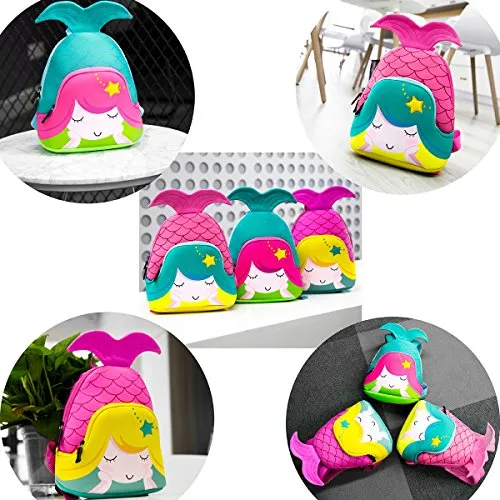 Moonmo Toddler Kids Waterproof Pre School Bag Cute 3D Animal Children School Backpack (Mermaid Rose)