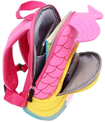 Moonmo Toddler Kids Waterproof Pre School Bag Cute 3D Animal Children School Backpack (Mermaid Rose)