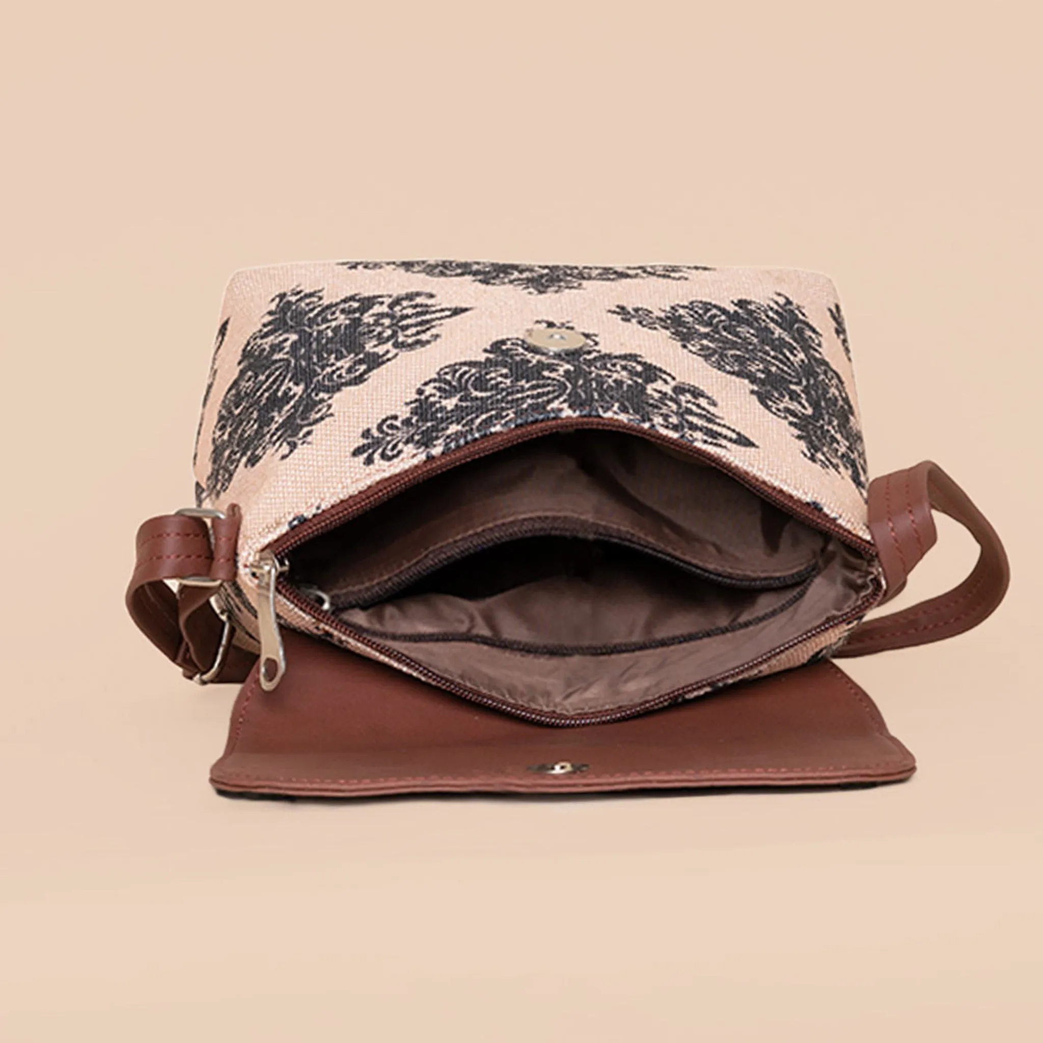 Mughal Motif Flap Sling Bag