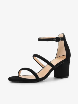 Open Toe Ankle Strap Chunky Heel Sandals