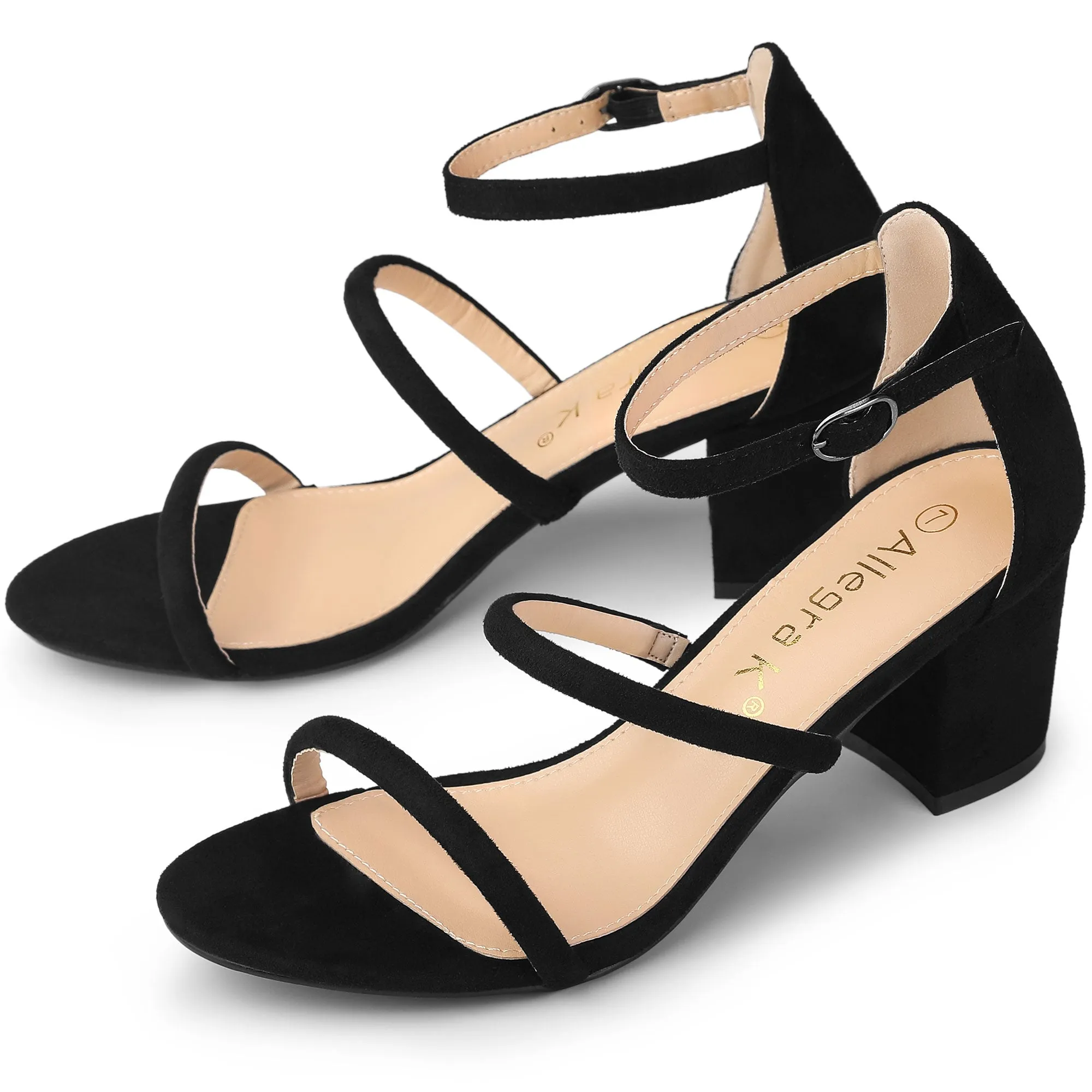 Open Toe Ankle Strap Chunky Heel Sandals
