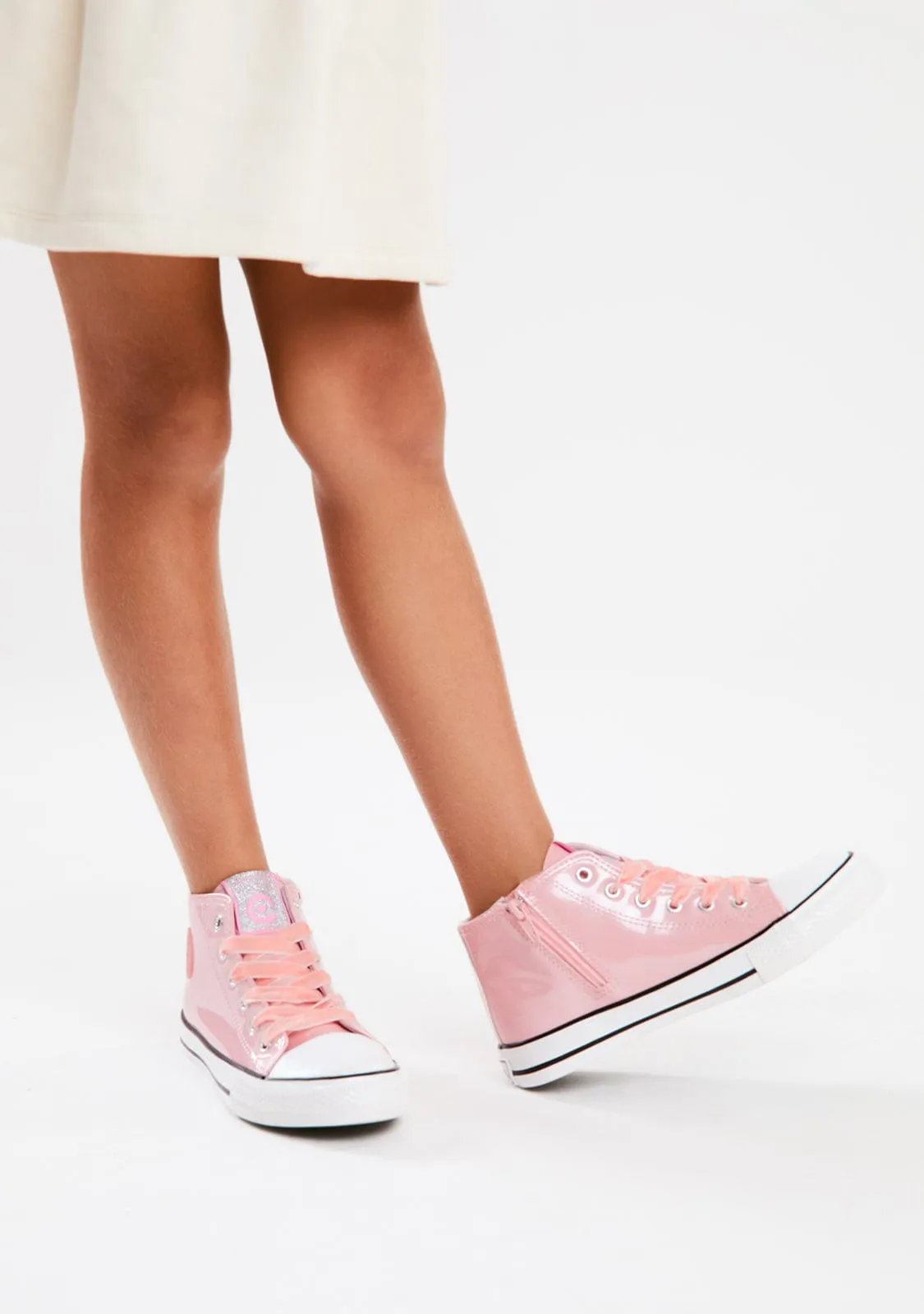 Pink Patent Leather High Top Sneakers