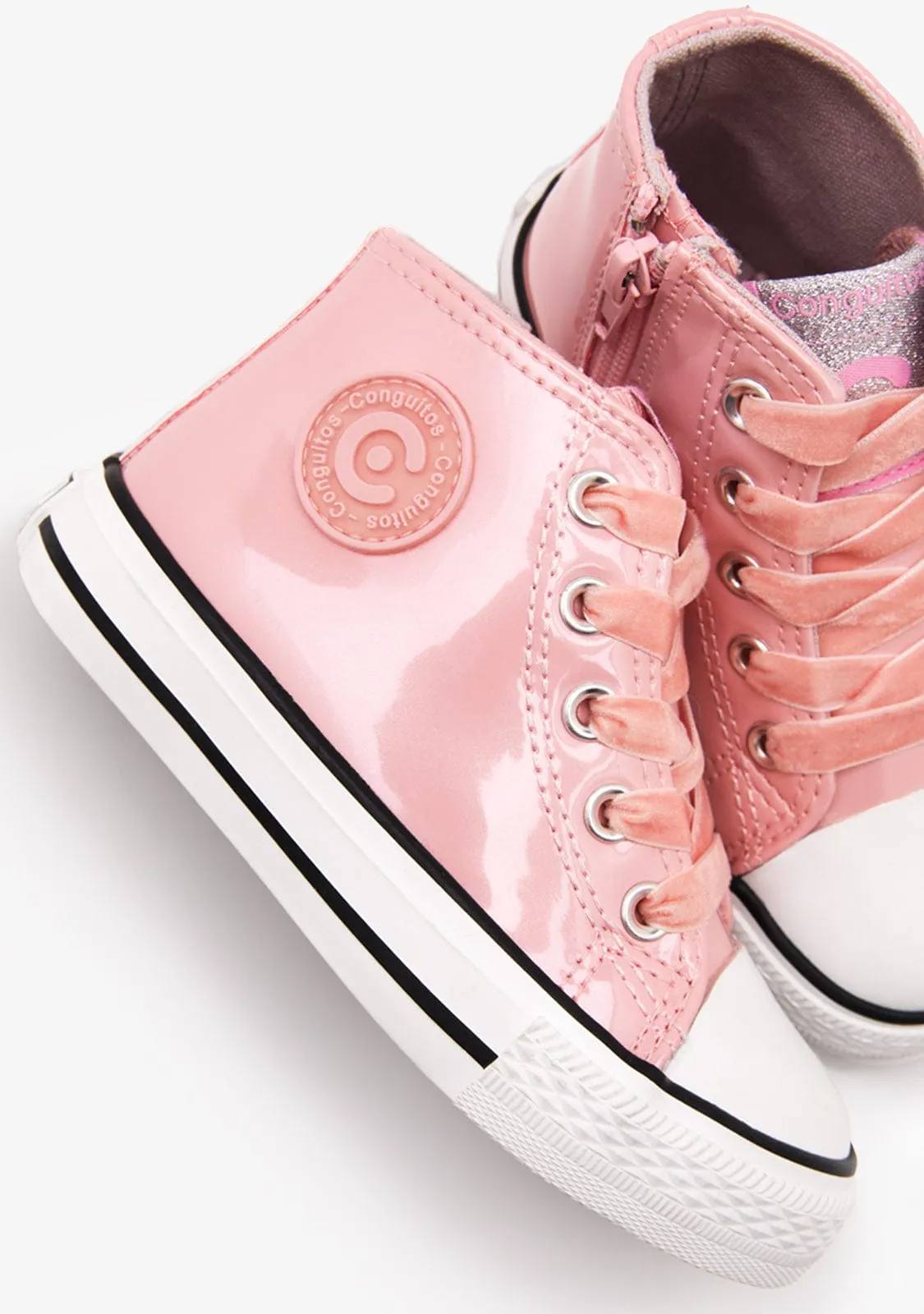 Pink Patent Leather High Top Sneakers