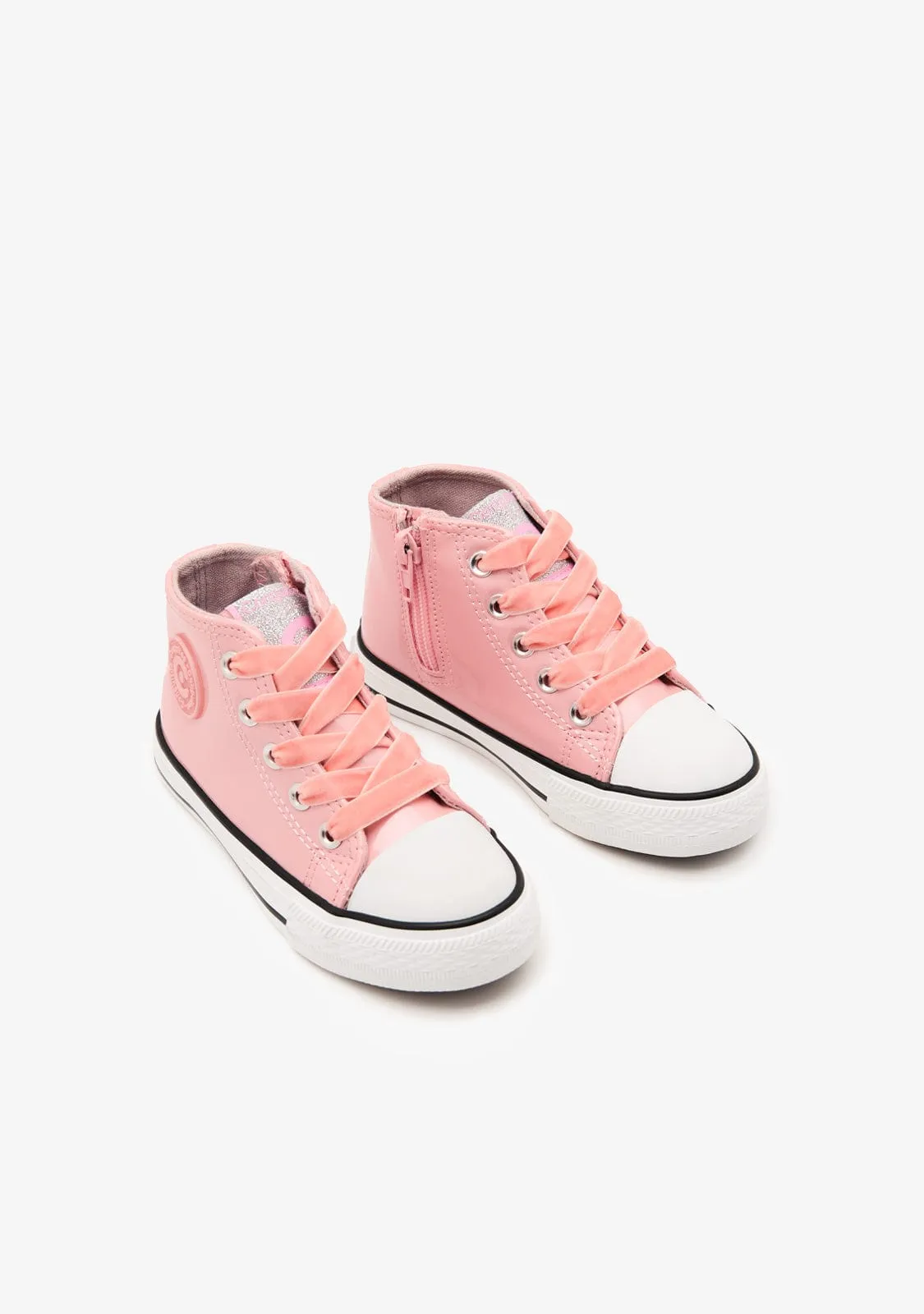 Pink Patent Leather High Top Sneakers
