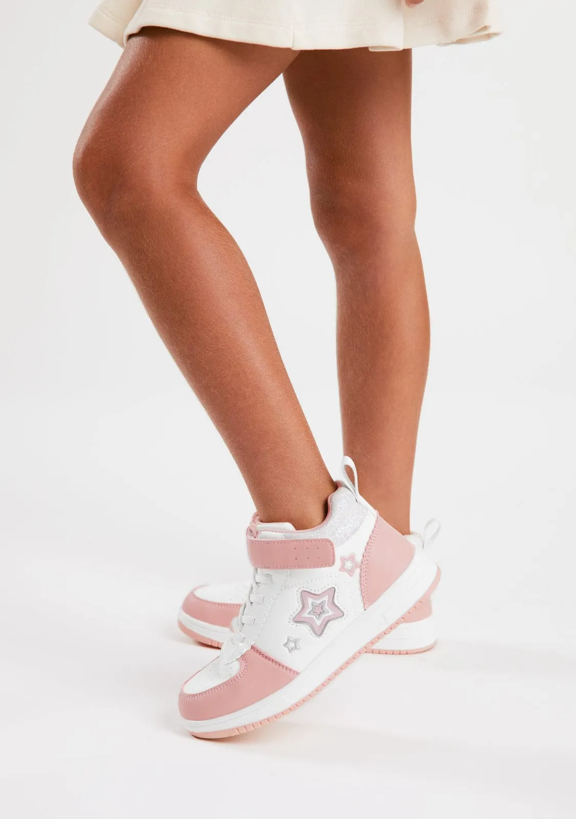 Pink Stars with lights High Top Sneakers