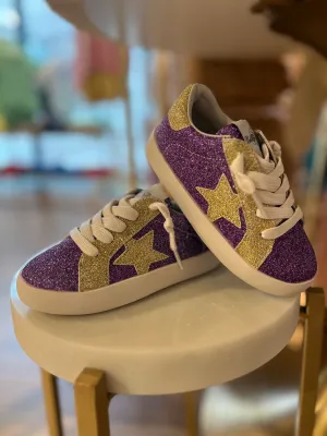 Purple and Gold Star Sneaker
