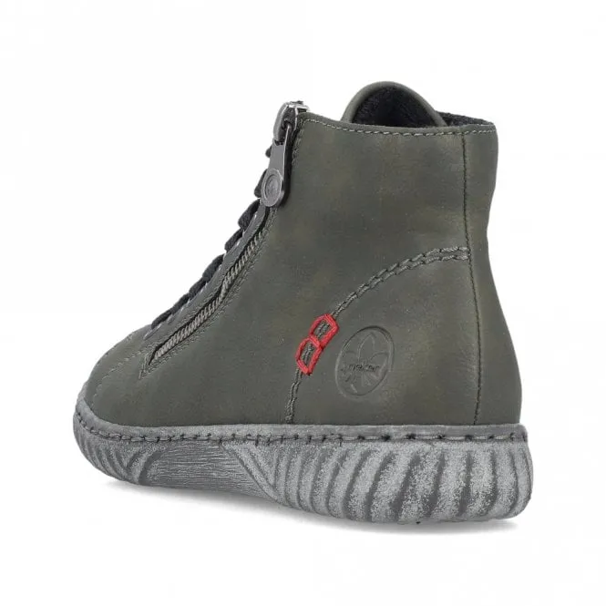 Rieker Zip & Lace Boot N0921-54 Ladies Boot Forest Green