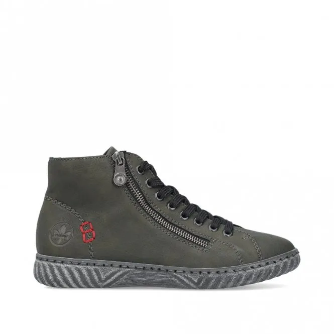 Rieker Zip & Lace Boot N0921-54 Ladies Boot Forest Green