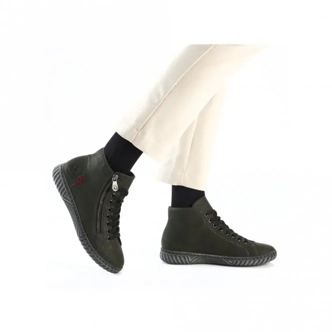 Rieker Zip & Lace Boot N0921-54 Ladies Boot Forest Green