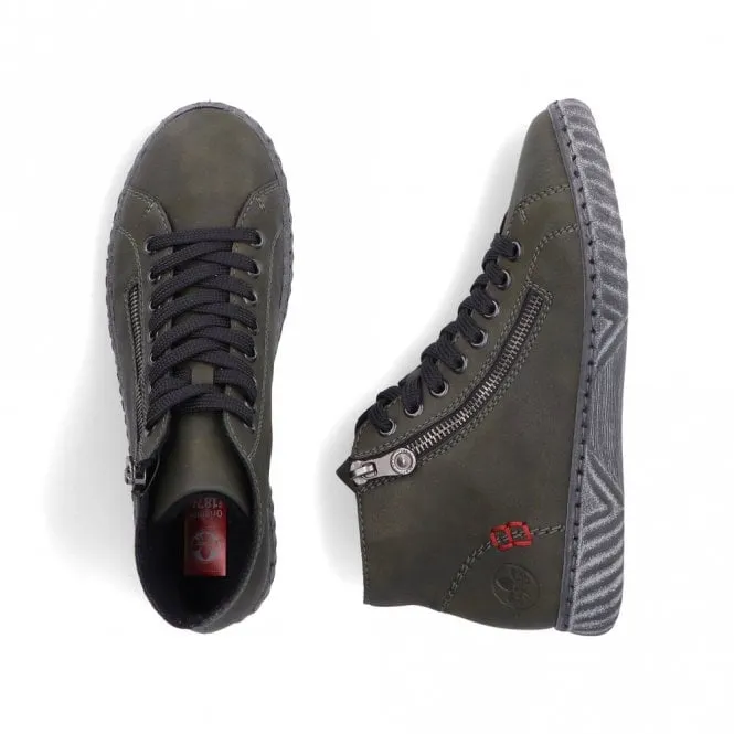 Rieker Zip & Lace Boot N0921-54 Ladies Boot Forest Green