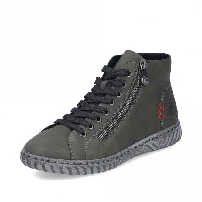 Rieker Zip & Lace Boot N0921-54 Ladies Boot Forest Green