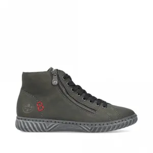Rieker Zip & Lace Boot N0921-54 Ladies Boot Forest Green