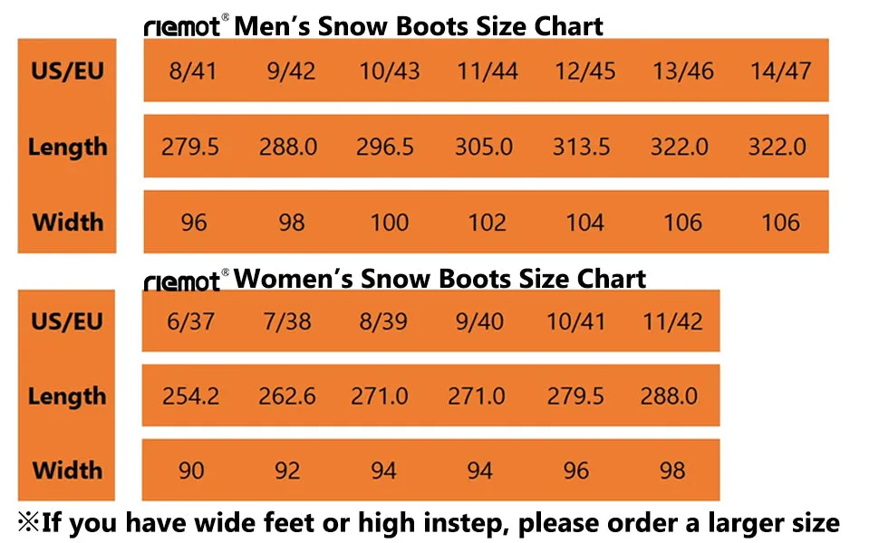 riemot Men's Snow Boots Black Waterproof & Slip-resistant Winter Boots