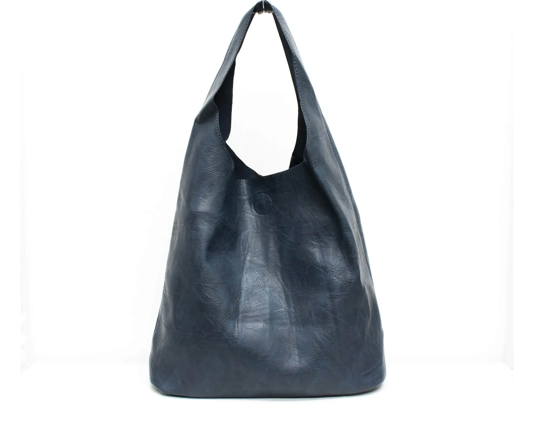 Rustic Vegan Leather Hobo with Cross Body Handbag Included- Navy