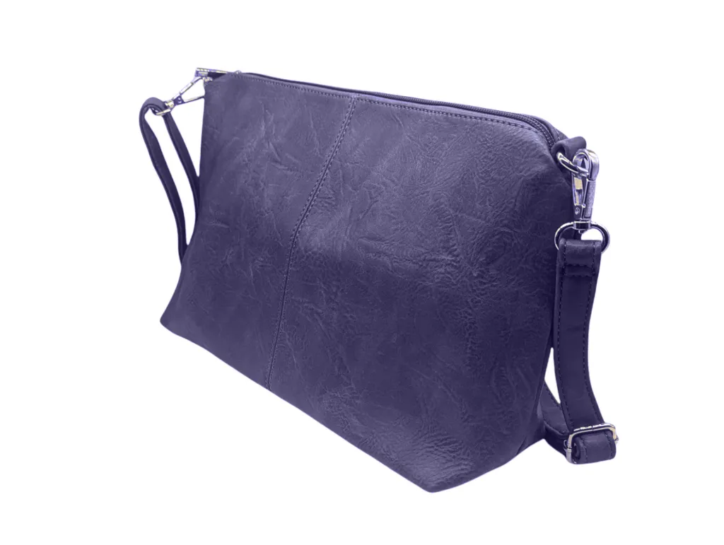 Rustic Vegan Leather Hobo with Cross Body Handbag Included- Navy