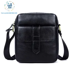 Sleek clean full leather Man bag has enough room to pack your Tablet, Ideal men's crossbody bag