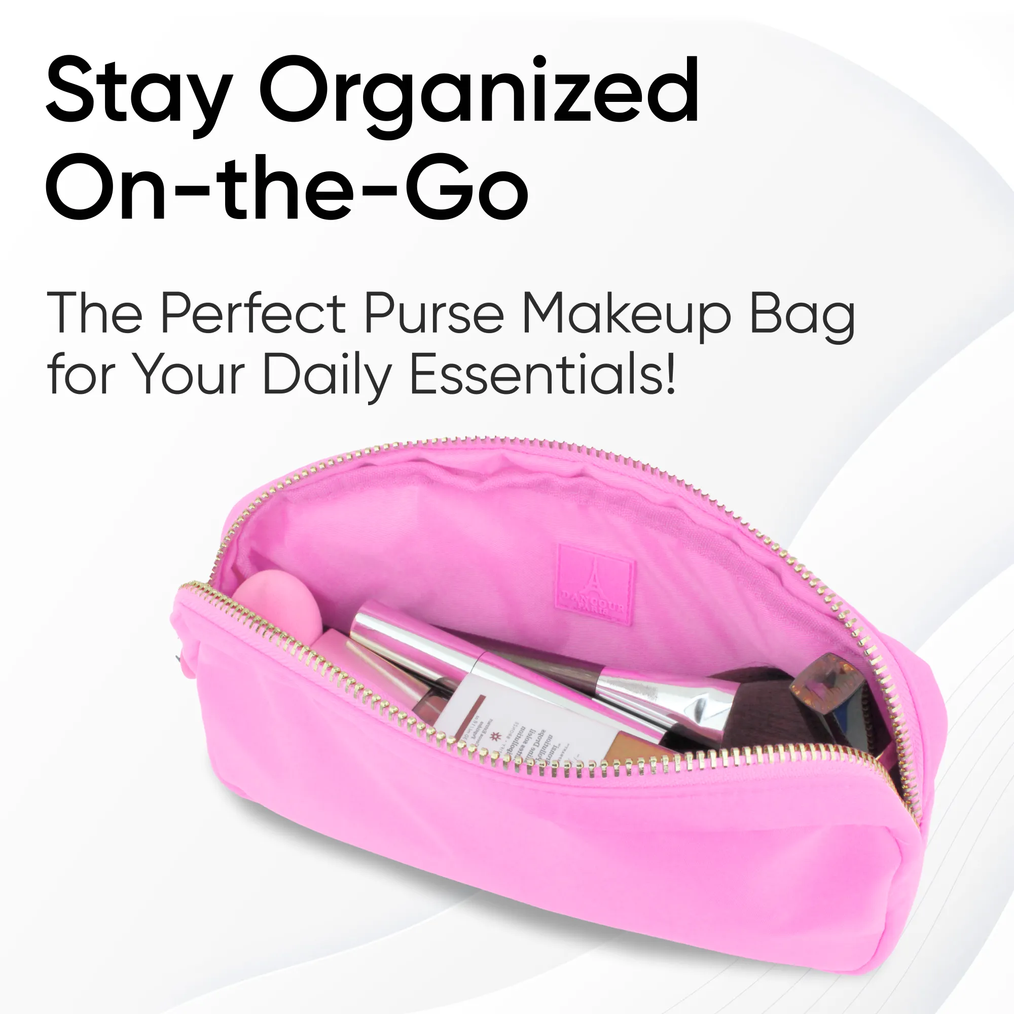 Small Makeup Bag For Purse - Pink Cosmetics Bag For Women - Travel Toiletry Bag