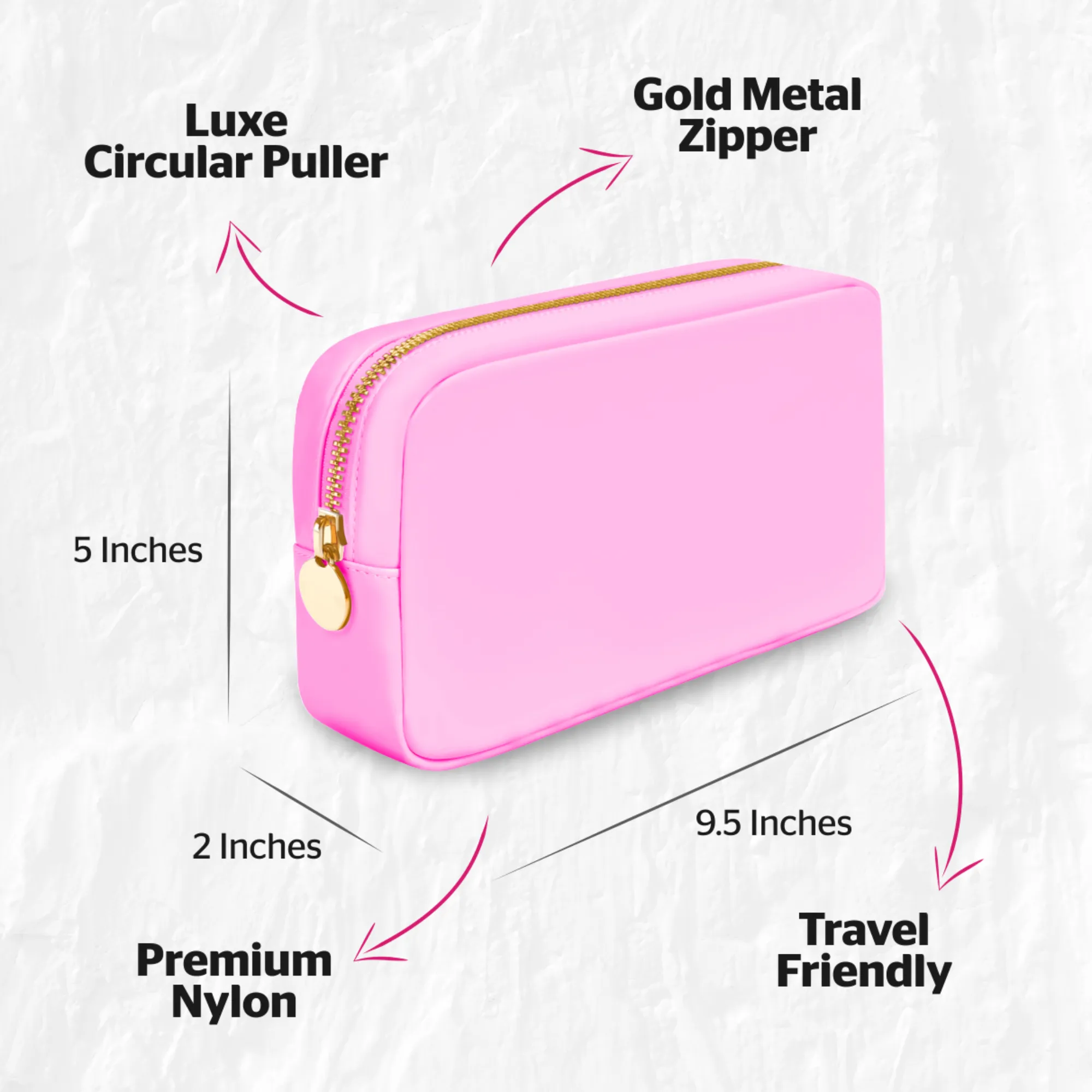 Small Makeup Bag For Purse - Pink Cosmetics Bag For Women - Travel Toiletry Bag