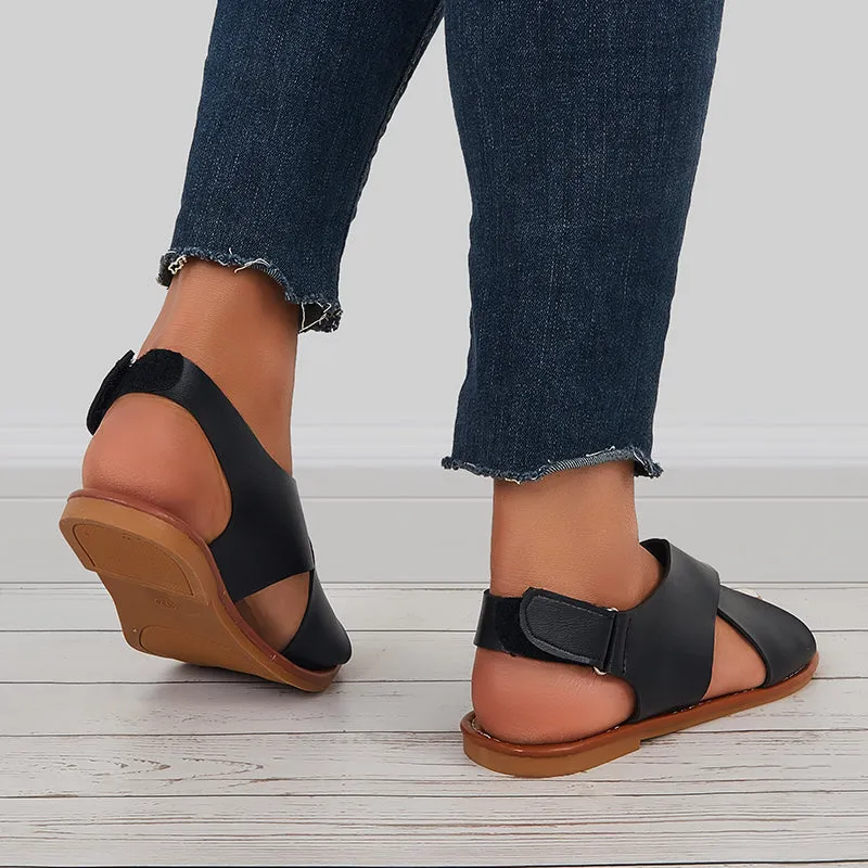 Sohiwoo  Women Criss Cross Flat Ankle Strap Sandals Open Toe Summer Sandals