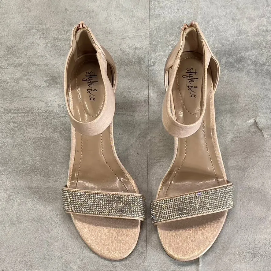 STYLE & CO Women's Blush-Silver Embellished Phillyis Two-Piece Evening Sandals