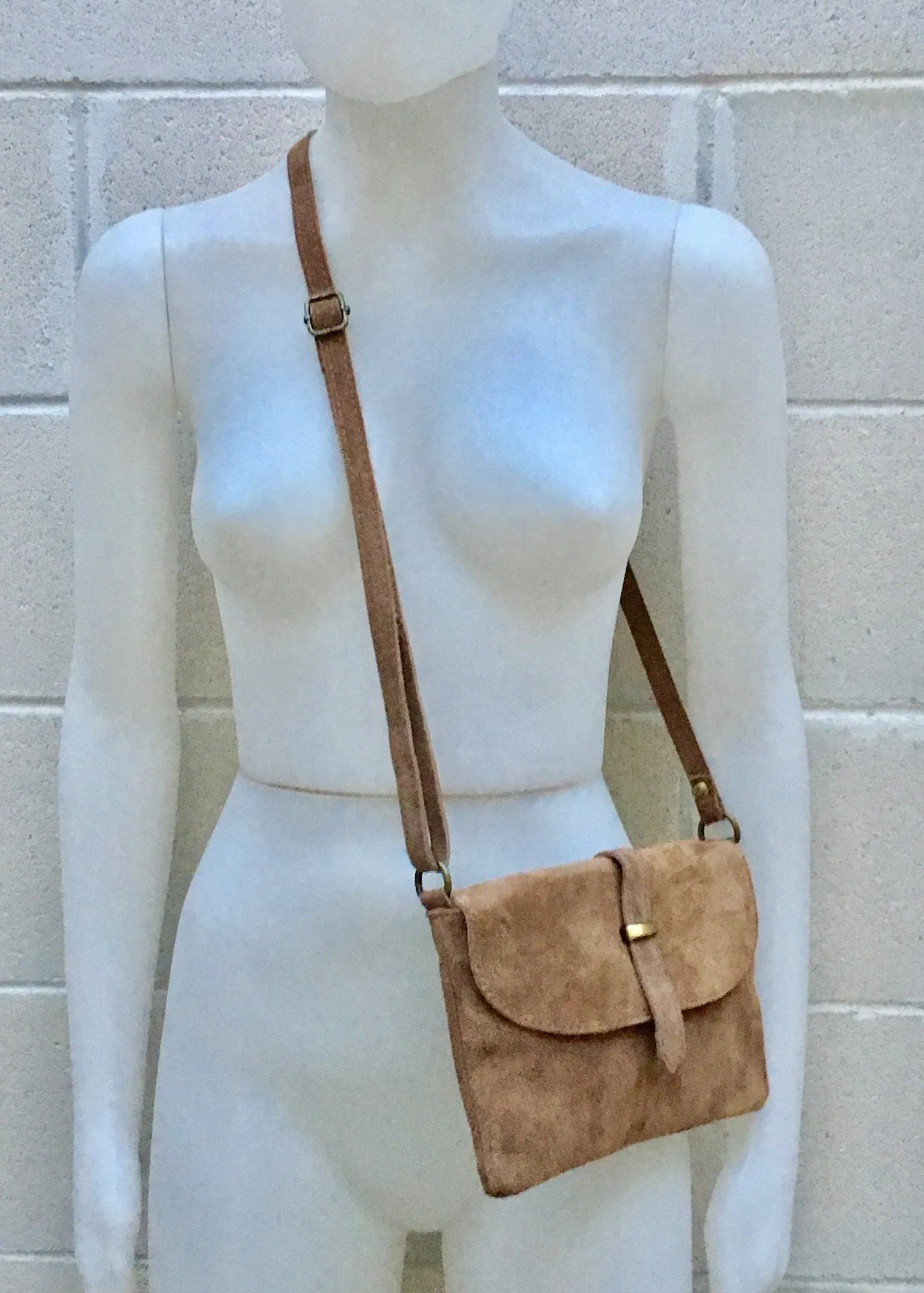 Suede leather bag in  DARK BEIGE . Crossbody bag in GENUINE  leather. Light brown  small leather bag with adjustable strap and zipper.