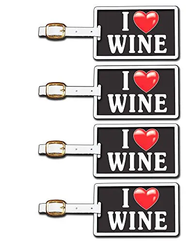 Tag Crazy I Heart Wine Four Pack, Black/White/Red, One Size