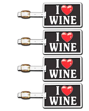 Tag Crazy I Heart Wine Four Pack, Black/White/Red, One Size