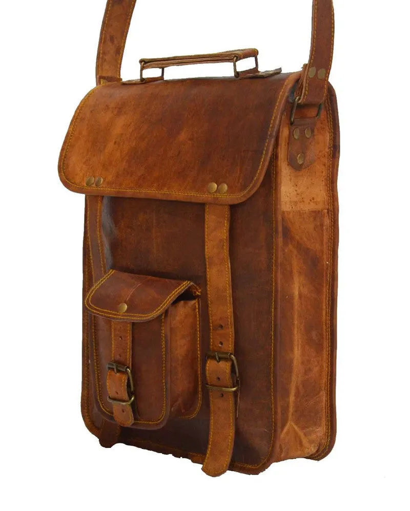 Tall Leather Satchel 15"