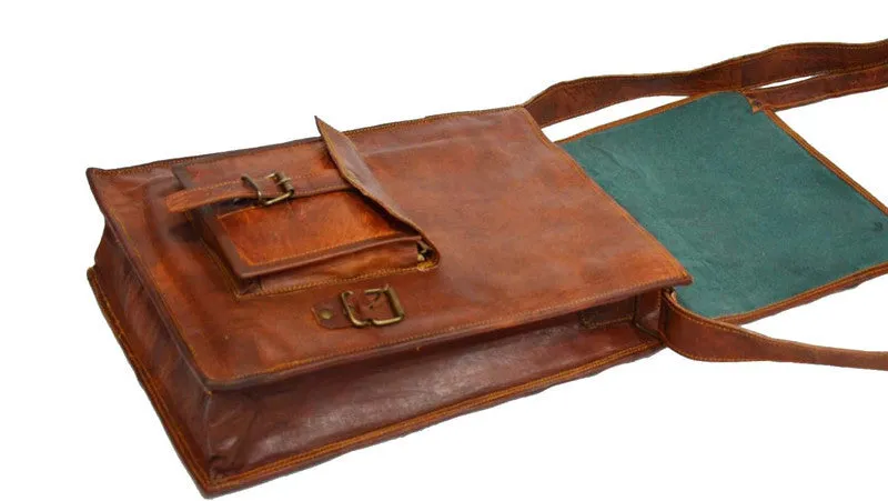 Tall Leather Satchel 15"