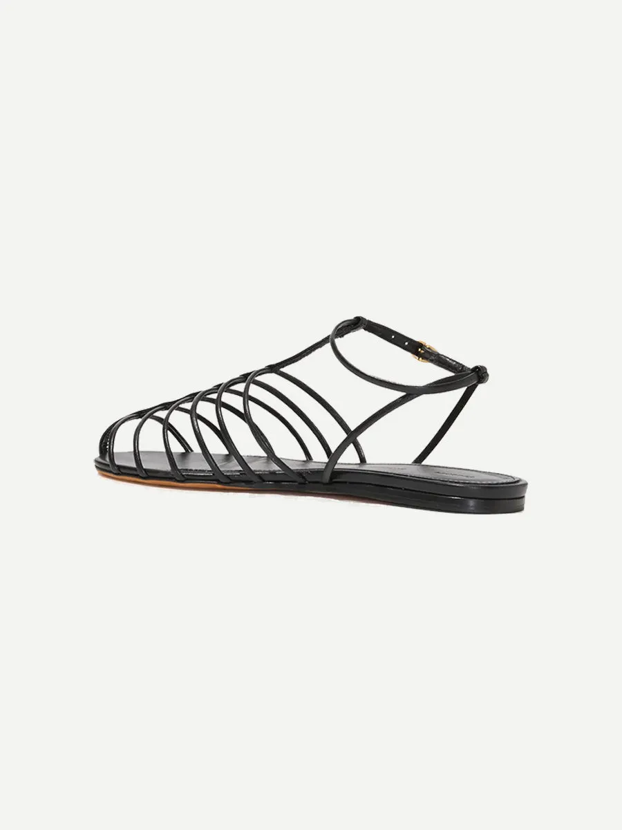 Tee Cage Flat Sandals in Black