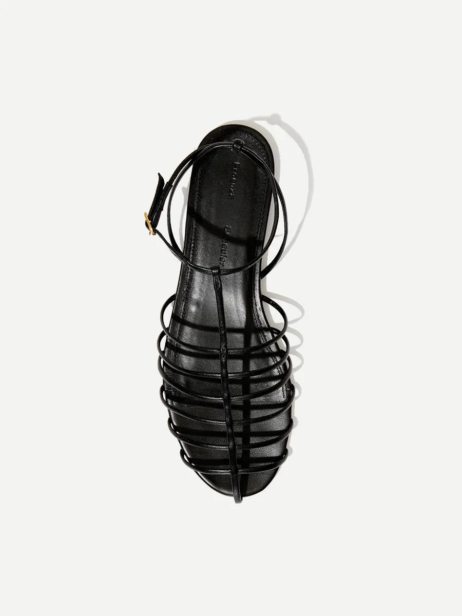 Tee Cage Flat Sandals in Black