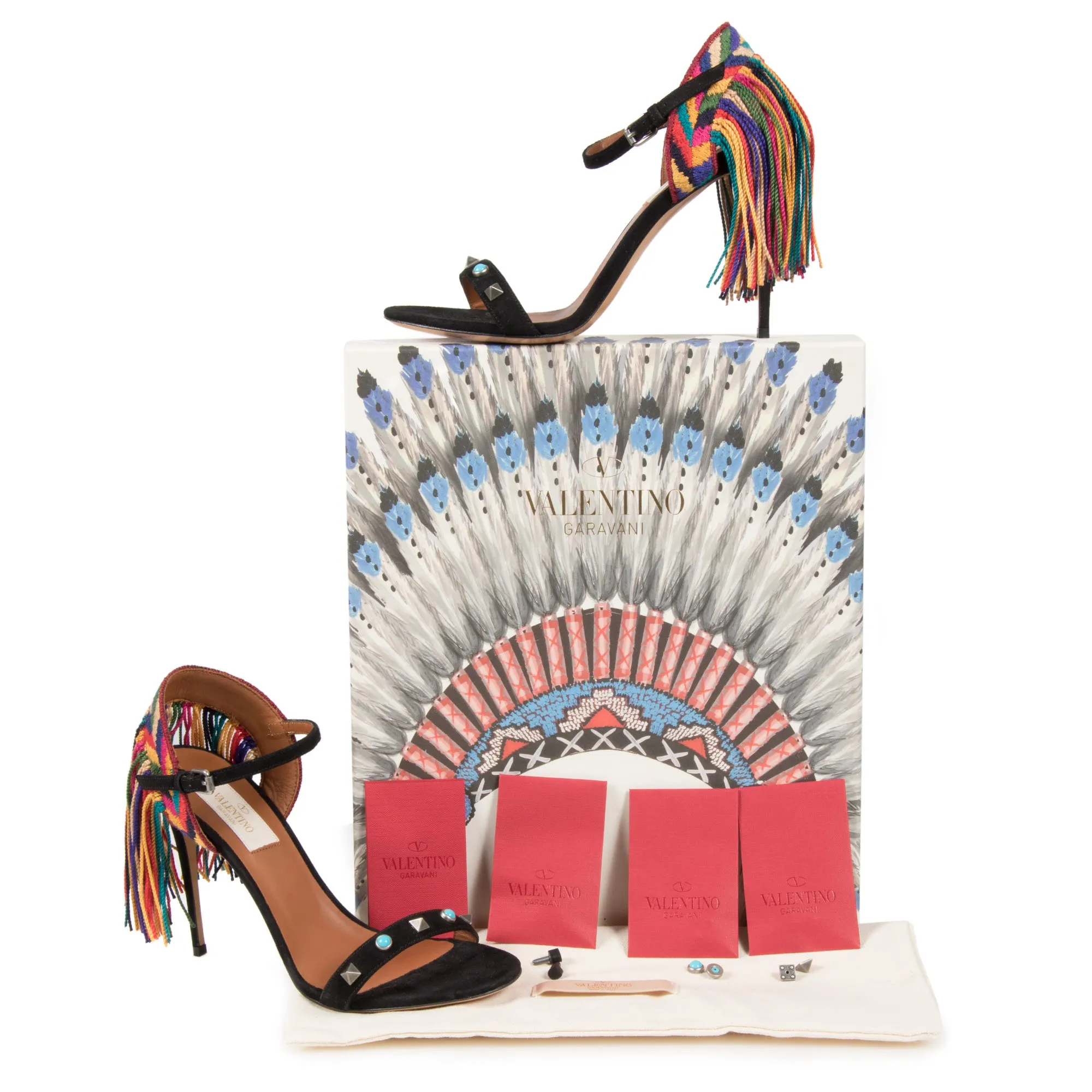 Valentino Black Rockstud Rolling Sandals