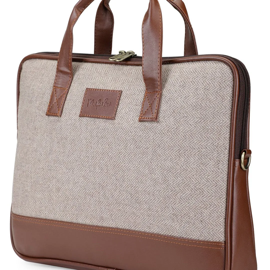 Vegan & Tweed 15.6 Inch Laptop Messenger Bag with Pouch - Old School