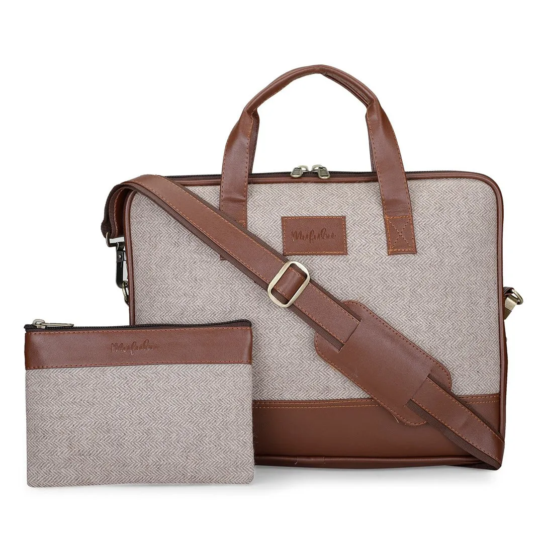 Vegan & Tweed 15.6 Inch Laptop Messenger Bag with Pouch - Old School