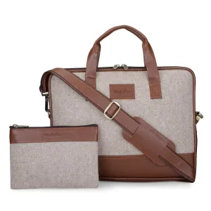 Vegan & Tweed 15.6 Inch Laptop Messenger Bag with Pouch - Old School