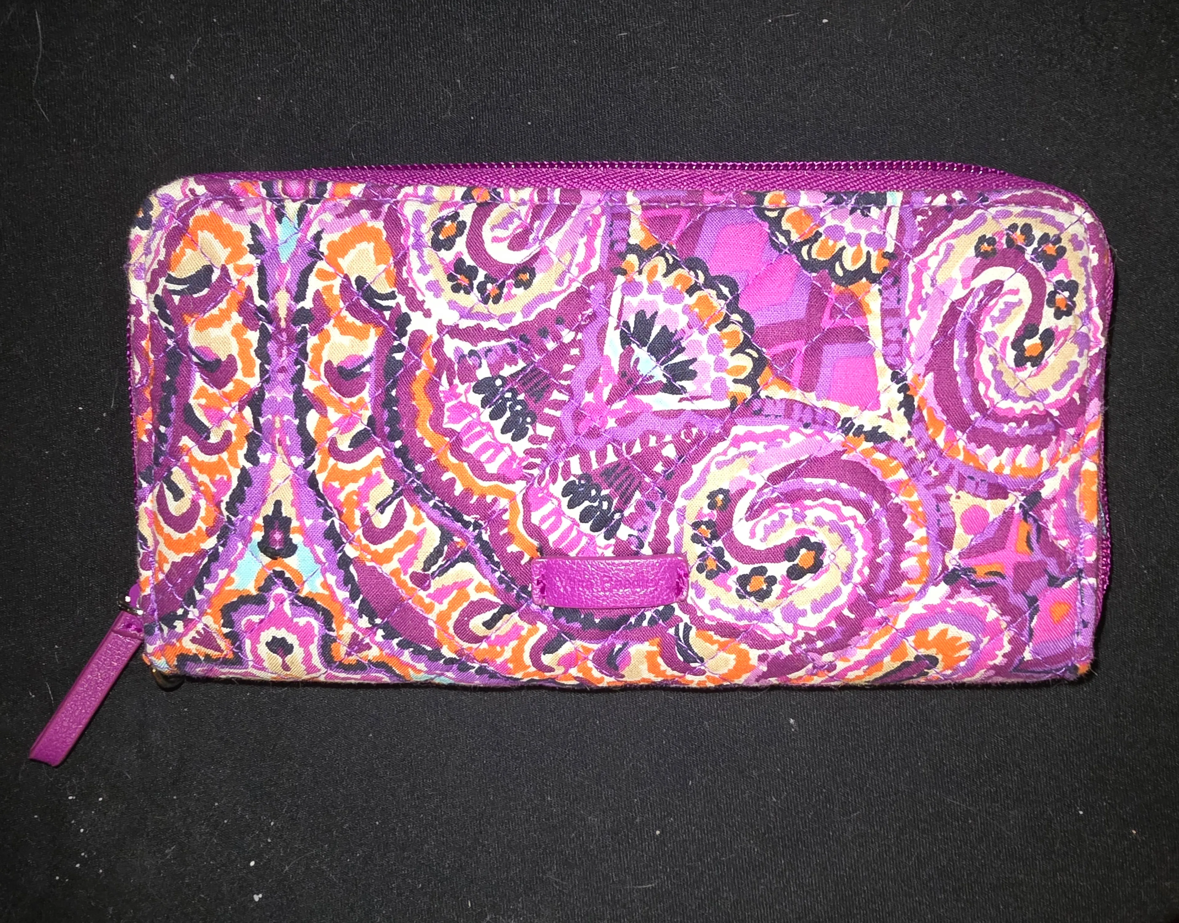 Vera Bradley Dream Tapestry Purple Paisley Tote Satchel Shoulderbag with Wallet