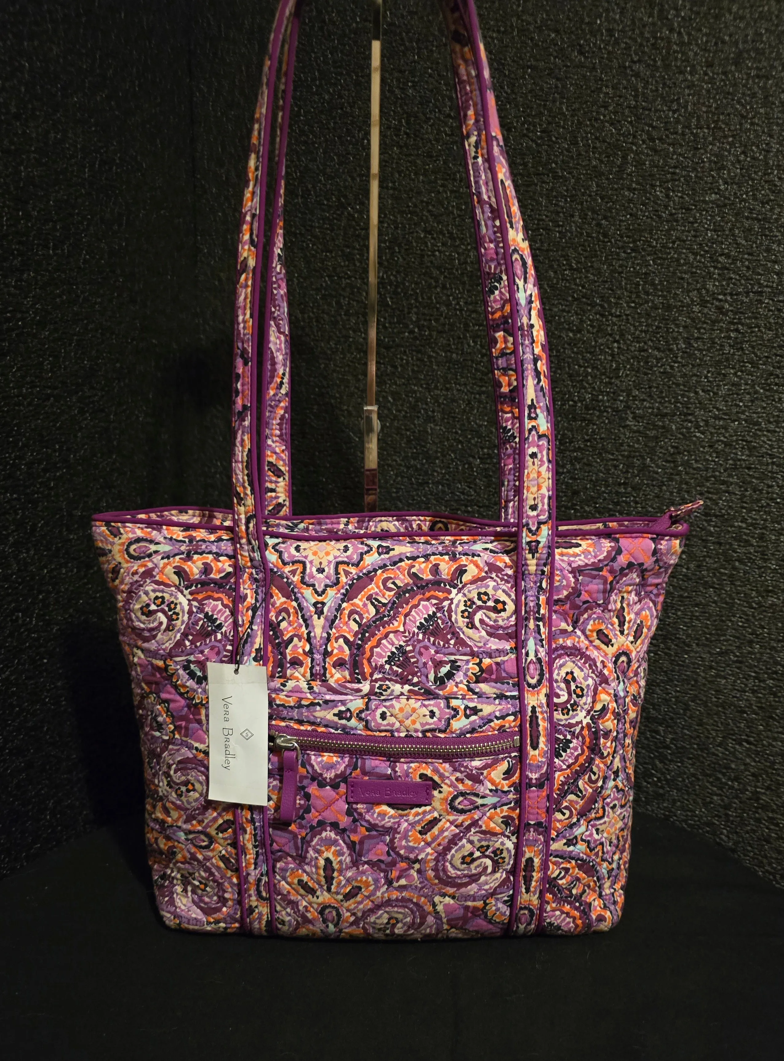 Vera Bradley Dream Tapestry Purple Paisley Tote Satchel Shoulderbag with Wallet