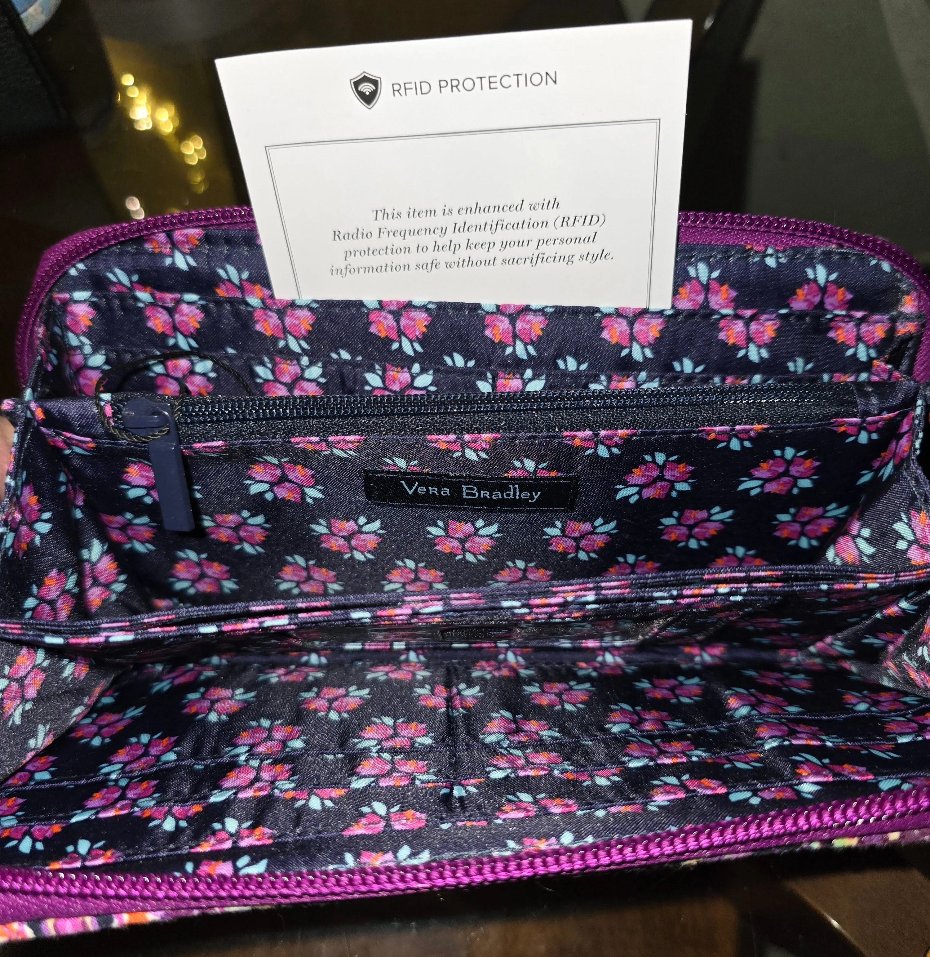 Vera Bradley Dream Tapestry Purple Paisley Tote Satchel Shoulderbag with Wallet