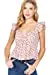 Women's Cami Ruffle Strap Back Smocked Print Floral Woven Linen Top