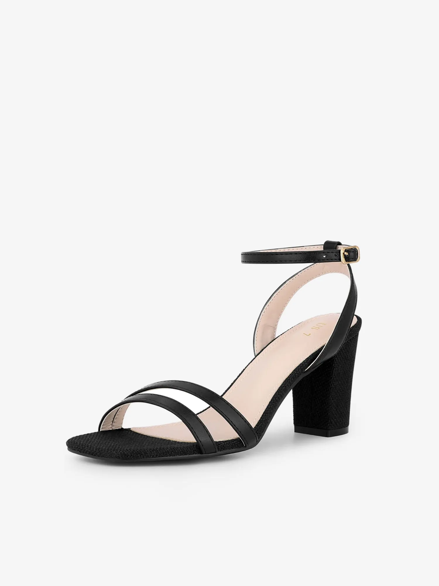 Women's Square Toe Ankle Strap Chunky Heel Sandals