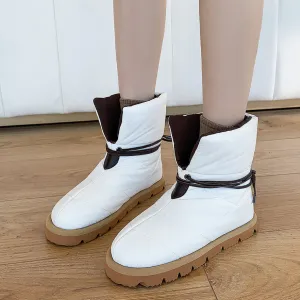 Women's winter ankle snow round toe flat bottom boots
