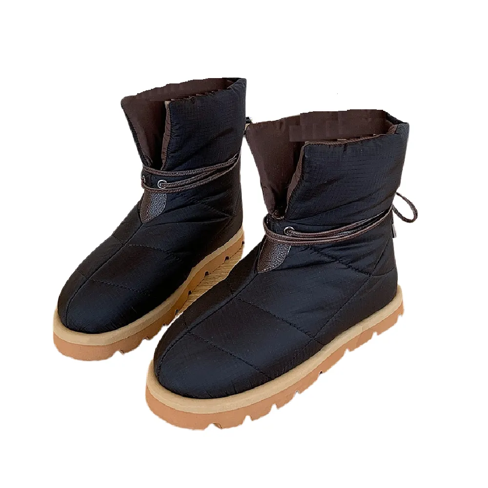 Women's winter ankle snow round toe flat bottom boots