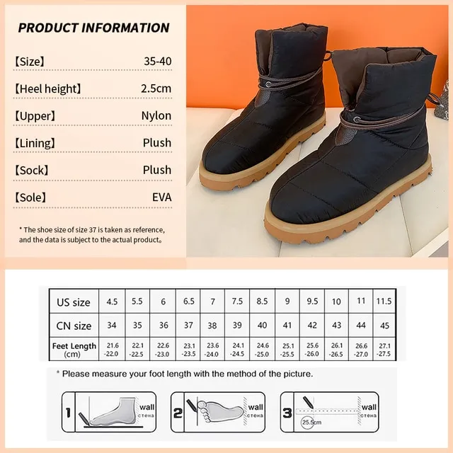 Women's winter ankle snow round toe flat bottom boots