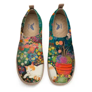 Yiume Women's Art Slip-On Shoes Comfortable Breathable Knit Casual Footwear,Purring Petals